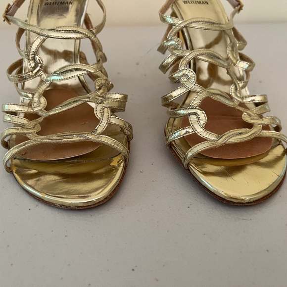 Stuart Weitzman size 9.5 gold high heel sandals - Picture 10 of 11